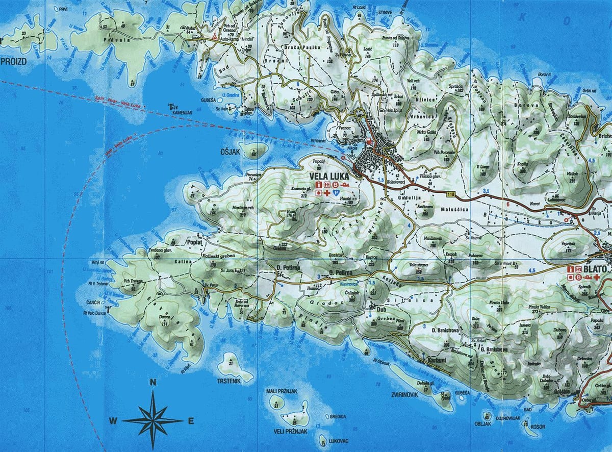 வரைபடம் korcula குரோஷியா