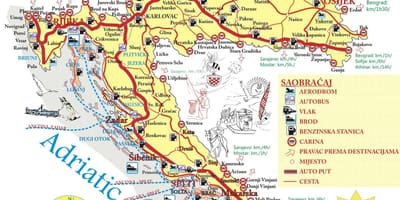 குரோஷியா விடுமுறை இடங்களுக்கு வரைபடம்