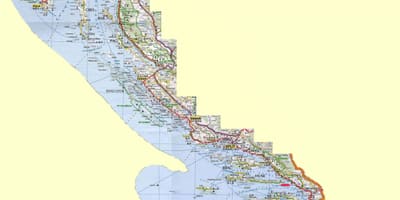 வரைபடம் குரோஷியன் கடற்கரை மற்றும் தீவுகள்