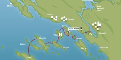 Adriatic கடற்கரையில் குரோஷியா வரைபடம்
